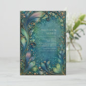 Art Nouveau Swirling Foliage Antique Wedding 招待状 (スタンド正面)