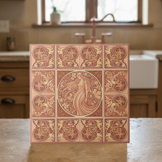 Art Nouveau Terra Cotta Muse Pat#6 ID1193 タイル