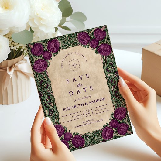 Art Nouveau Thistle Wedding セーブザデート