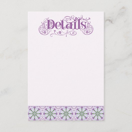 Art Nouveau Thistle Wheel Lilac Horizontal エンクロージャーカード (正面)