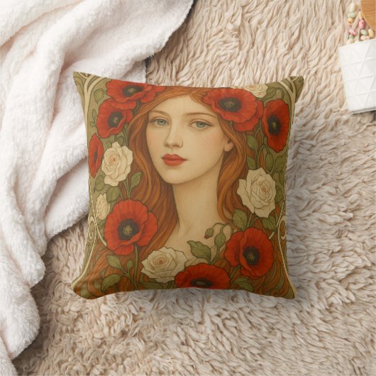 Art nouveau Throw Pillow クッション (ブランケット)