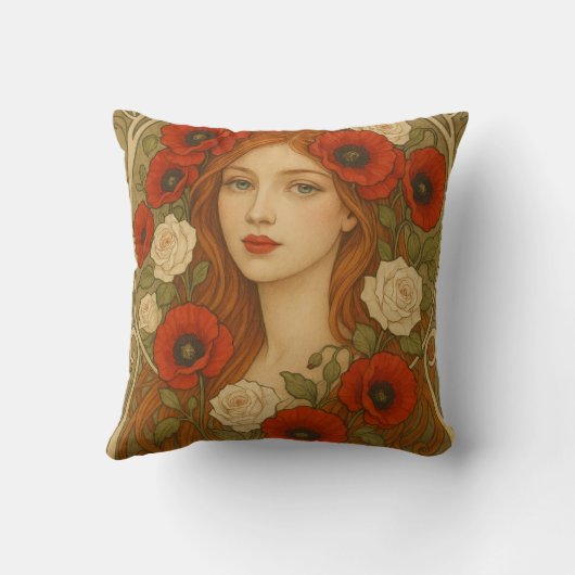 Art nouveau Throw Pillow クッション (裏面)