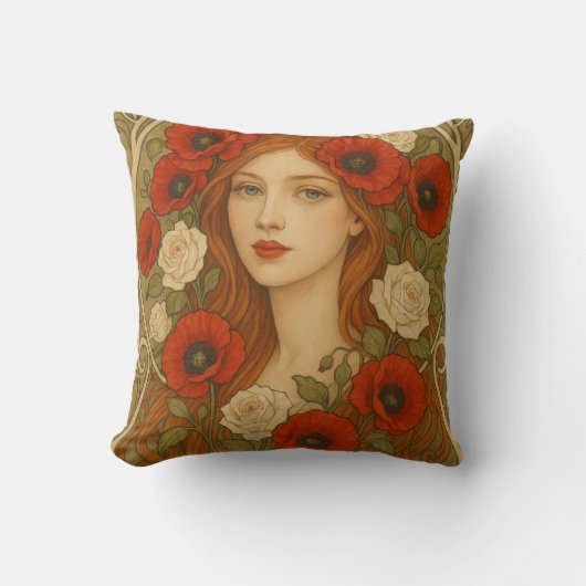 Art nouveau Throw Pillow クッション (正面)