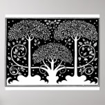 Art Nouveau Tree Beardsley Pattern ポスター<br><div class="desc">Black and White Tree - This art nouveau tree is a vintage tree pattern drawn by Art Nouveau illustrator Aubrey Beardsley (1872-1898). The image of the tree is in black and white, initially used as a book illustration. Trees were a recurring theme in the art nouveau era, from 1890 to...</div>