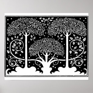 Art Nouveau Tree Beardsley Pattern ポスター
