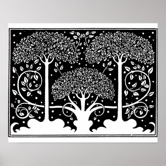 Art Nouveau Tree Beardsley Pattern ポスター (正面)