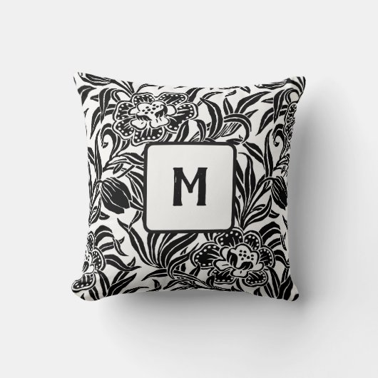 Art Nouveau Vintage Botanical Floral Pattern  クッション (正面)