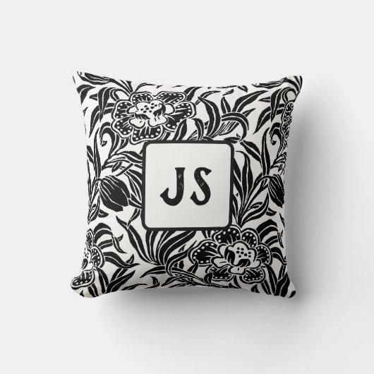 Art Nouveau Vintage Botanical Floral Pattern  クッション (正面)