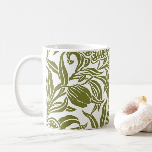 Art Nouveau Vintage Botanical Floral Pattern  コーヒーマグカップ (ドーナツ)