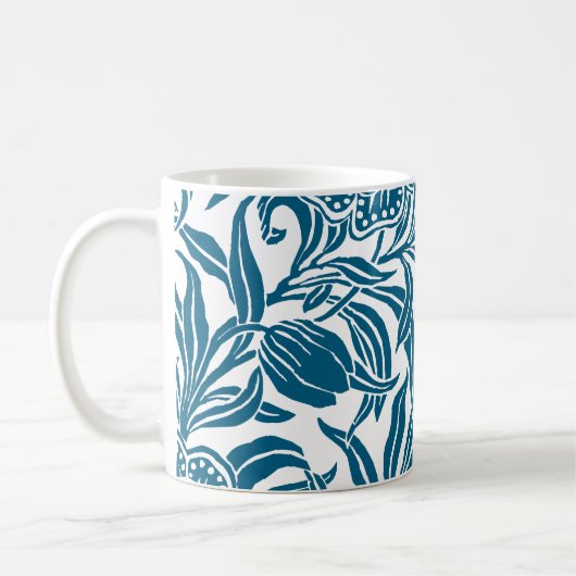 Art Nouveau Vintage Botanical Floral Pattern  コーヒーマグカップ (左)