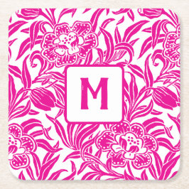 Art Nouveau Vintage Botanical Floral Pattern  スクエアペーパーコースター