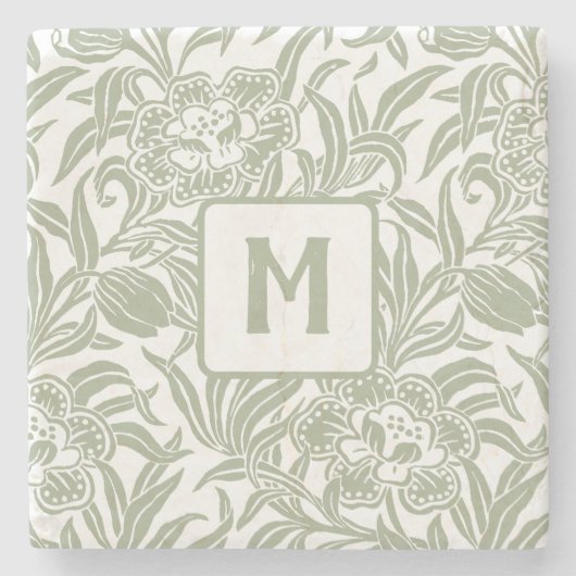 Art Nouveau Vintage Botanical Floral Pattern  ストーンコースター (正面)