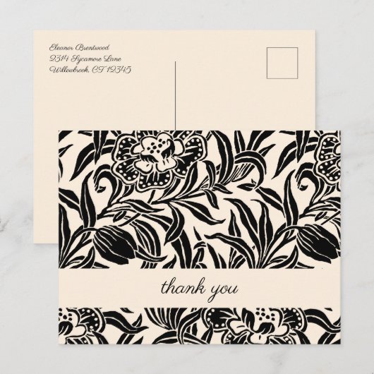 Art Nouveau Vintage Botanical Floral Pattern ポストカード (正面/裏面)