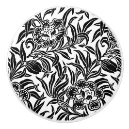 Art Nouveau Vintage Floral Botanical Black & White セラミックノブ
