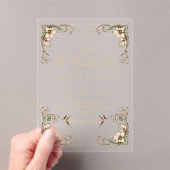 Art Nouveau Vintage Floral Wedding アクリル招待状 (インサイチュ (ポータブル))
