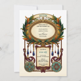 Art Nouveau Vintage Oval Frame Wedding 招待状