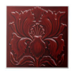 Art Nouveau Vintage Pretty Red Flower  タイル<br><div class="desc">Beautiful art deco tile with a beautiful red floral design.</div>