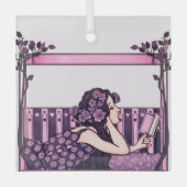 Art Nouveau Vintage reader ガラスオーナメント (正面)