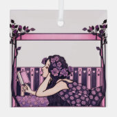 Art Nouveau Vintage reader ガラスオーナメント (裏面)