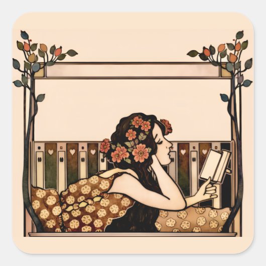 Art Nouveau Vintage reader スクエアシール (正面)