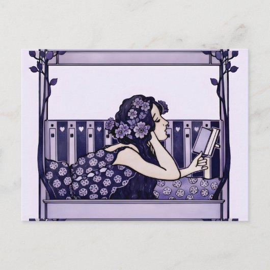 Art Nouveau Vintage reader ポストカード (正面)