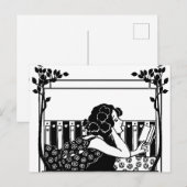 Art Nouveau Vintage reader ポストカード (正面/裏面)
