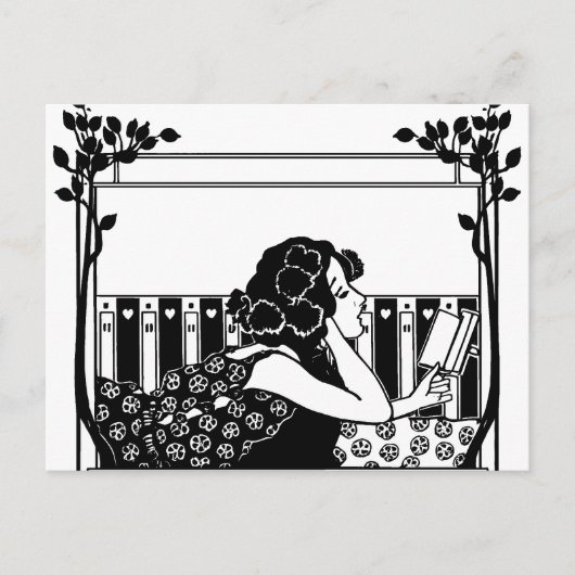 Art Nouveau Vintage reader ポストカード (正面)