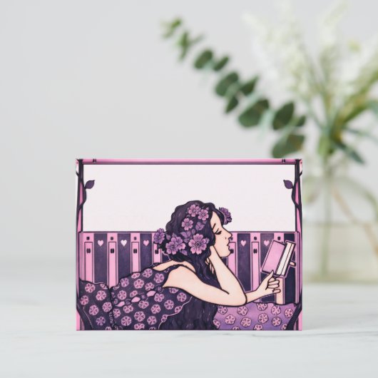 Art Nouveau Vintage reader ポストカード (スタンド正面)