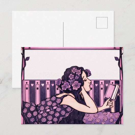 Art Nouveau Vintage reader ポストカード (正面/裏面)