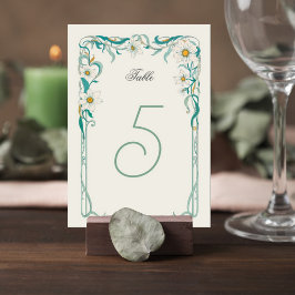 Art Nouveau Wedding Table Number Card テーブルナンバー