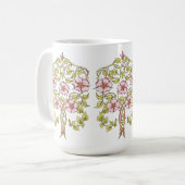 Art Nouveau Whimsical Blooms コーヒーマグカップ (正面左)