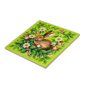 Art Nouveau Wild Rabbit and Flowers タイル (側面)