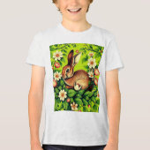 Art Nouveau Wild Rabbit and Flowers トライブレンドＴシャツ (正面)