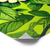 Art Nouveau Wild Rabbit and Flowers ポスター (角)