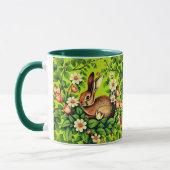 Art Nouveau Wild Rabbit and Flowers マグカップ (左)