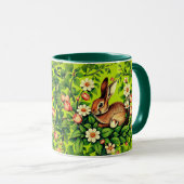 Art Nouveau Wild Rabbit and Flowers マグカップ (正面右)