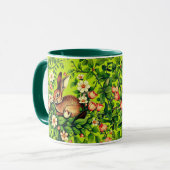 Art Nouveau Wild Rabbit and Flowers マグカップ (正面左)