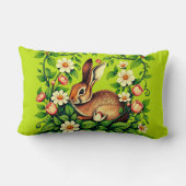 Art Nouveau Wild Rabbit and Flowers ランバークッション (裏面)