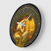 Art Nouveau Woman At Sunset ラージ壁時計 (傾斜)