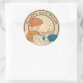 Art Nouveau Woman & Book 1900 Ex Libris Template ラウンドシール (バッグ)