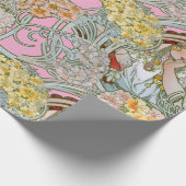 Art Nouveau Woman & Floral Pattern by Mucha ラッピングペーパー (角)