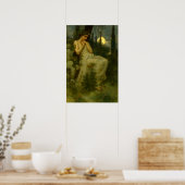 Art Nouveau Woman In Garden Under A June Moon ポスター (キッチン)