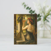 Art Nouveau Woman In Vineyard With Wine ポストカード (スタンド正面)