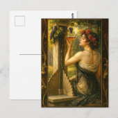 Art Nouveau Woman In Vineyard With Wine ポストカード (正面/裏面)
