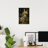 Art Nouveau Woman With Clarinet and Crescent Moon ポスター (ホームオフィス)