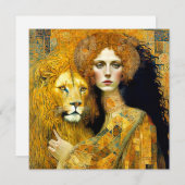 Art Nouveau Woman With Leon Inspired By Klimt セーブザデート (正面/裏面)