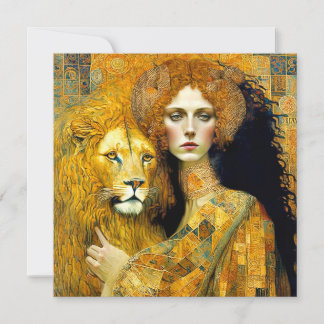 Art Nouveau Woman With Leon Inspired By Klimt セーブザデート