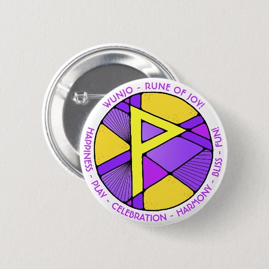 Art Nouveau Wunjo Rune Button- JOY! 缶バッジ (正面&裏面)