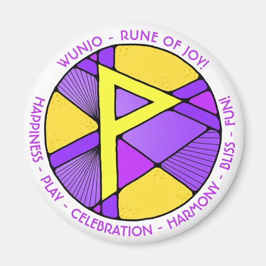 Art Nouveau Wunjo Rune Magnet - JOY! マグネット (正面)