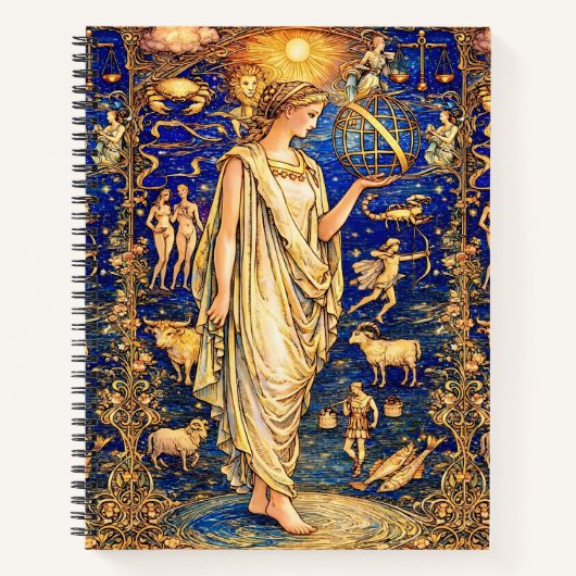 Art Nouveau Zodiac Goddess Celestial Illustration  ノートブック (正面)